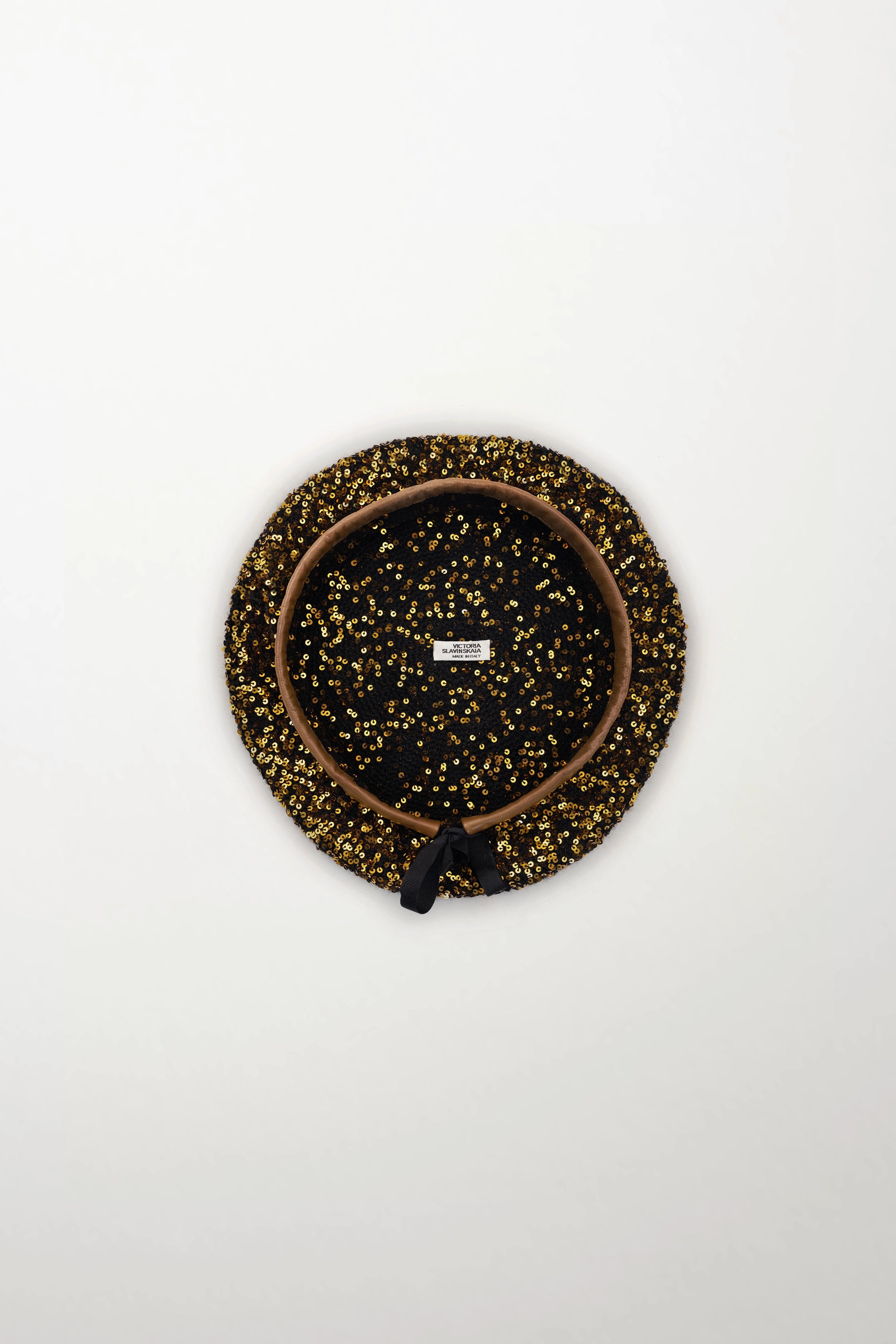 Cashmere Beret with Golden Sequins