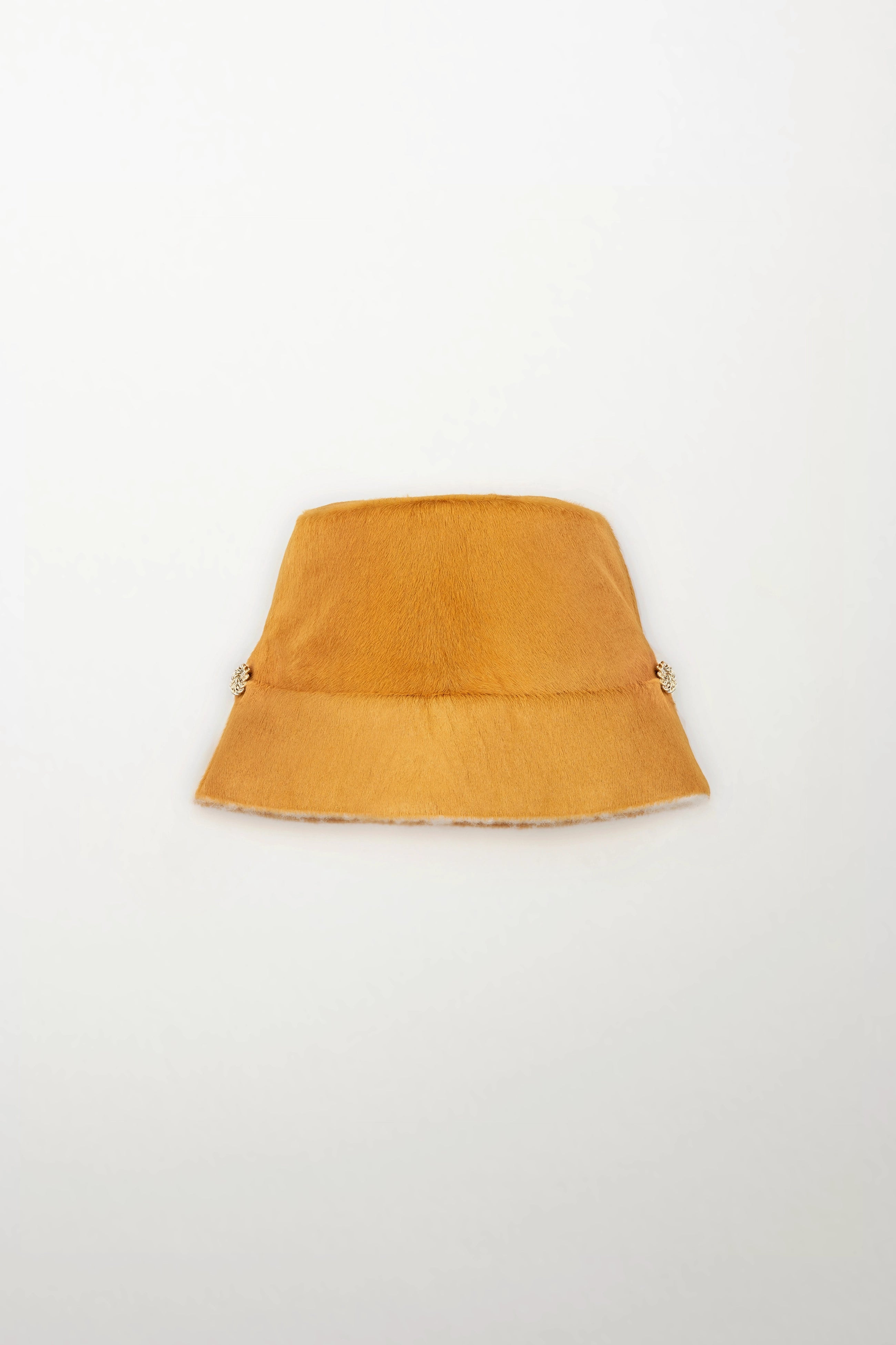 Leather Bucket Hat with Cashmere