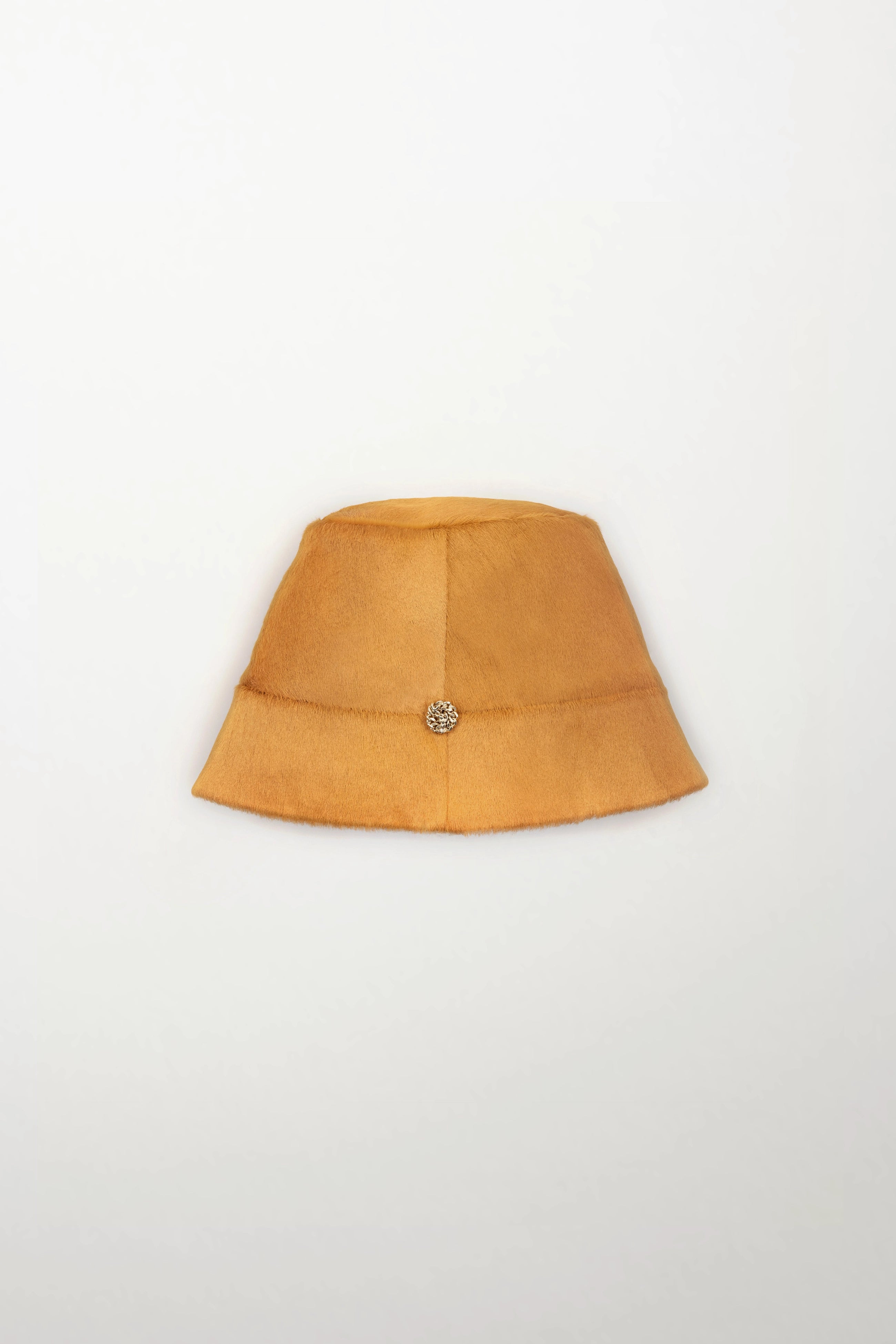 Leather Bucket Hat with Cashmere