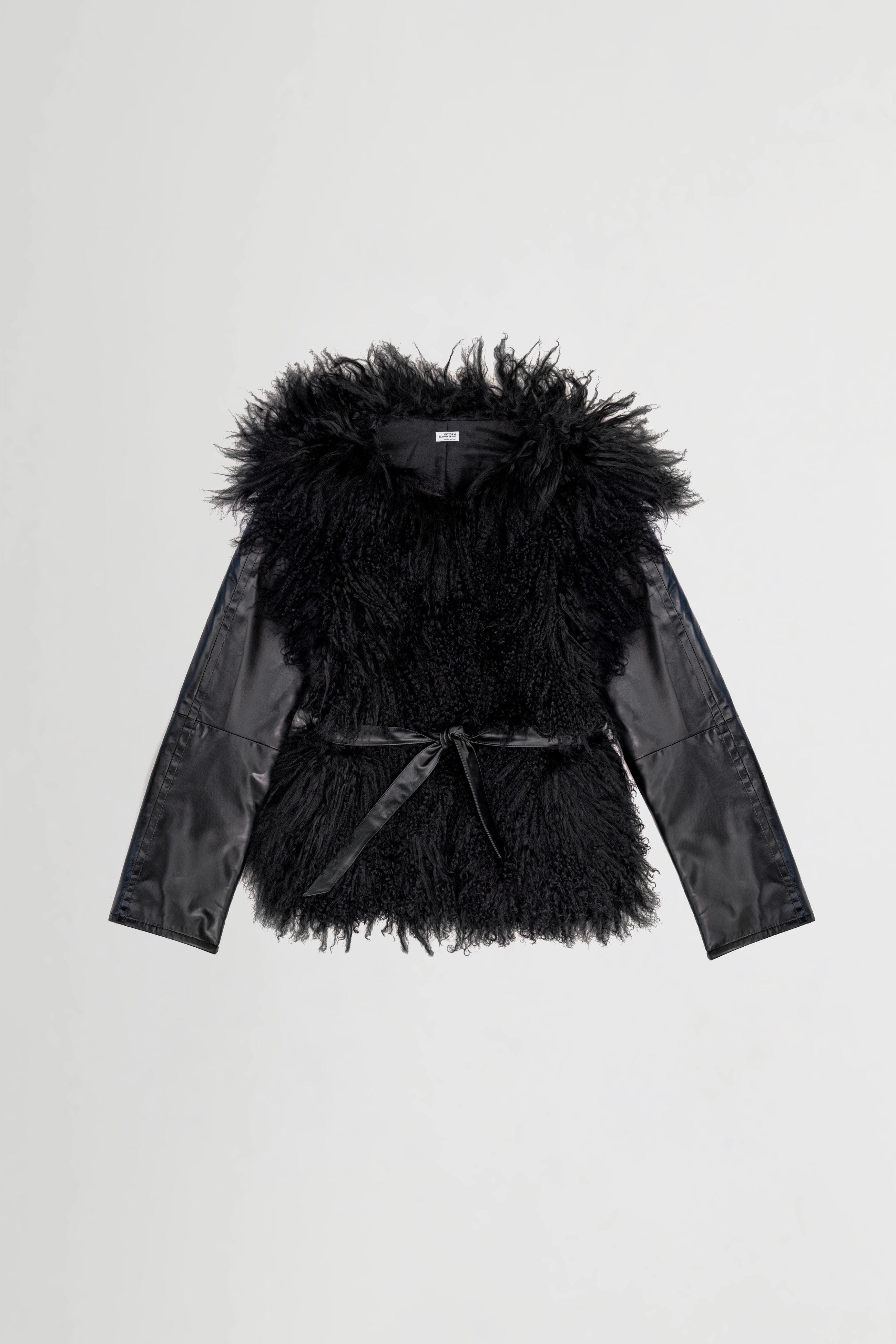 Shearling Jacket with Leather Sleeves