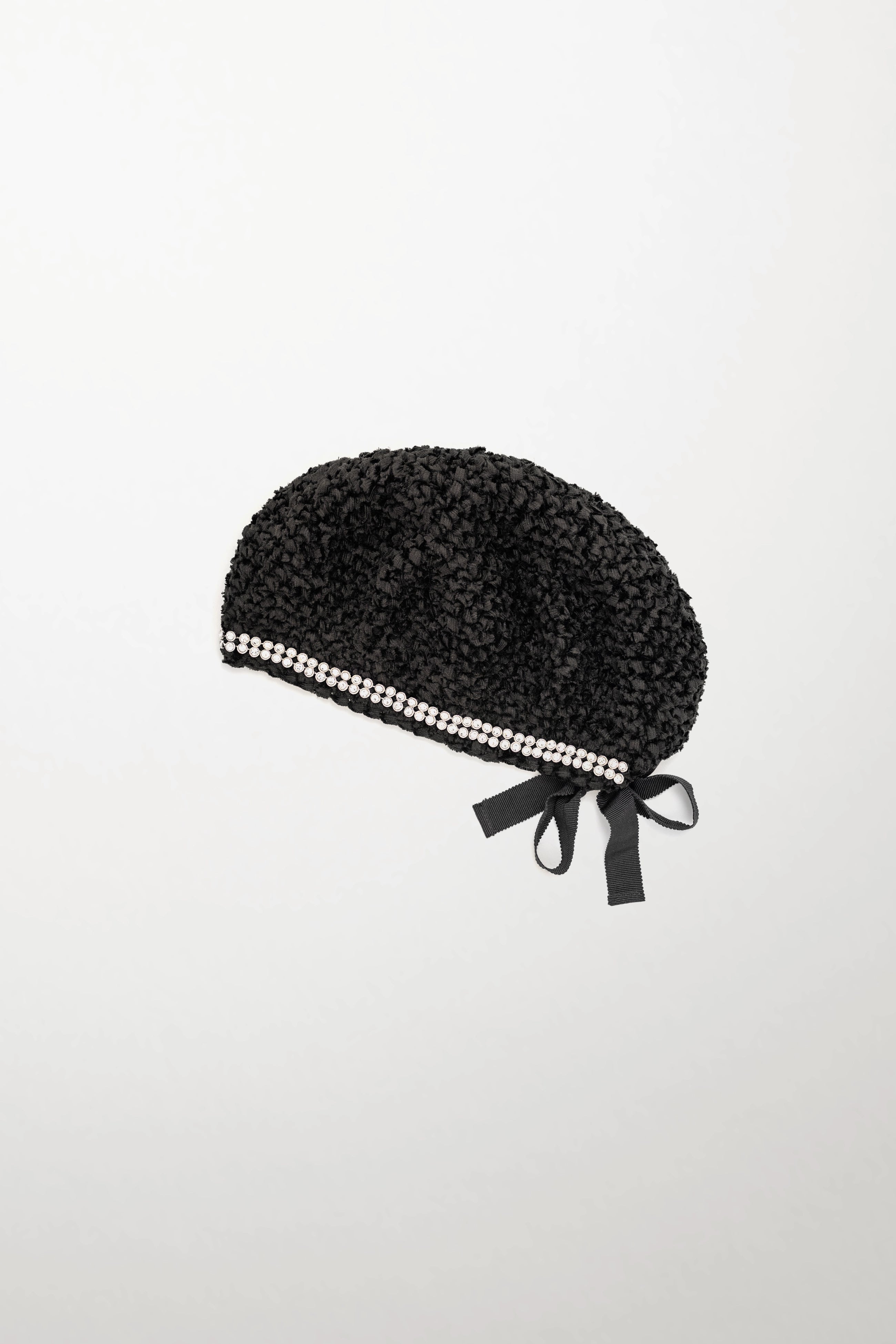 Silk Beret with Crystal Rhinestones