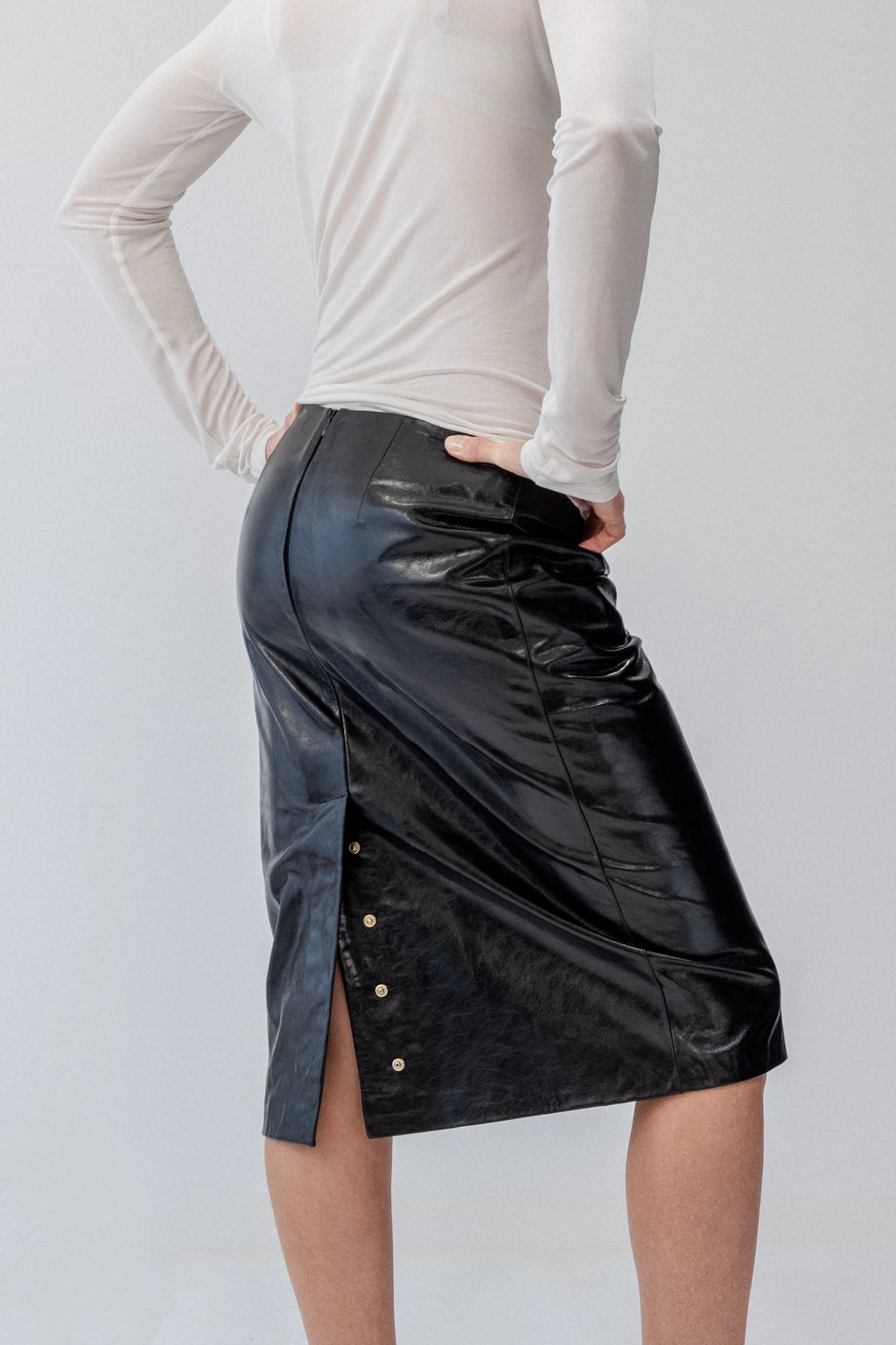 Shiny Leather Skirt Back