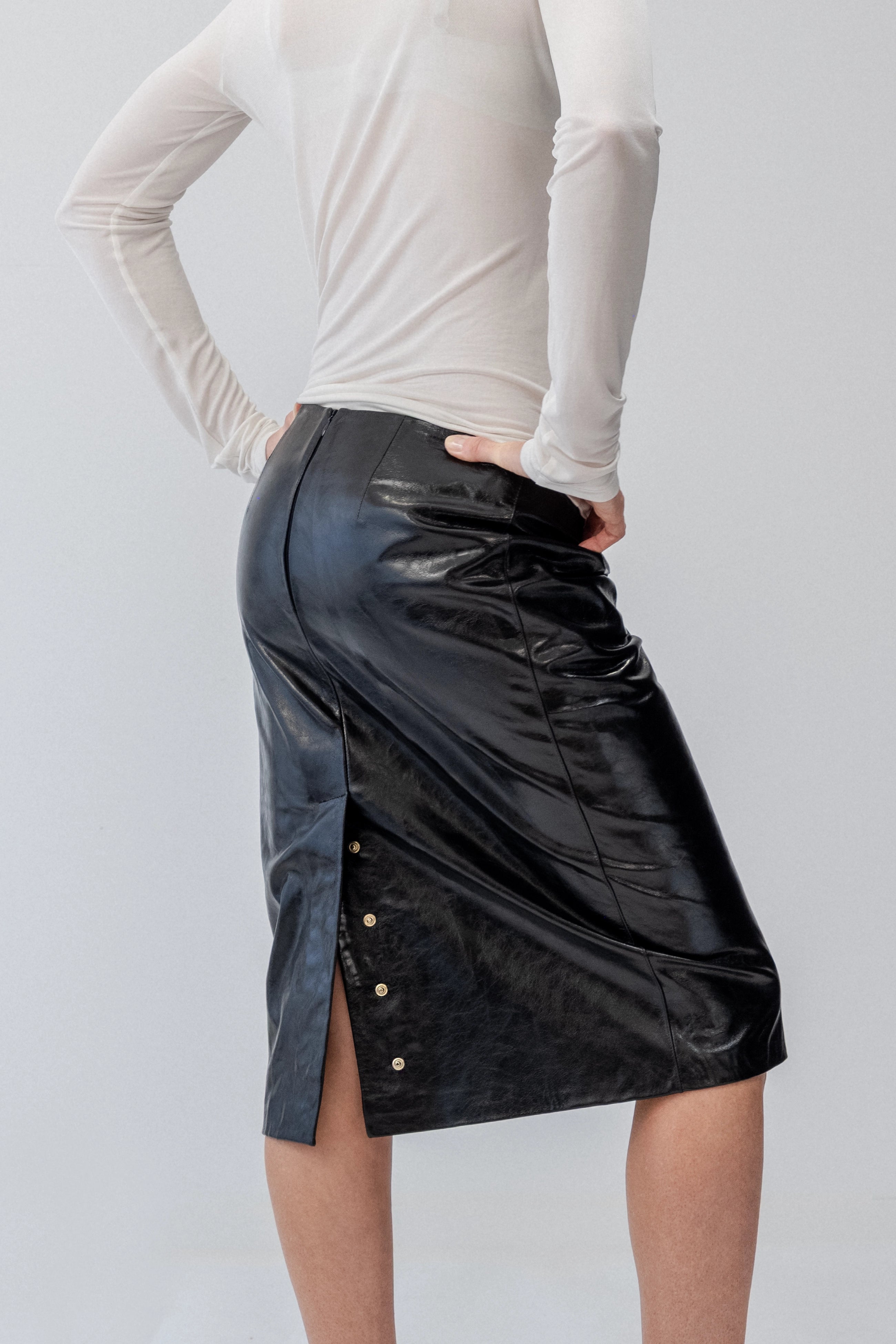 Shiny Leather Skirt Back