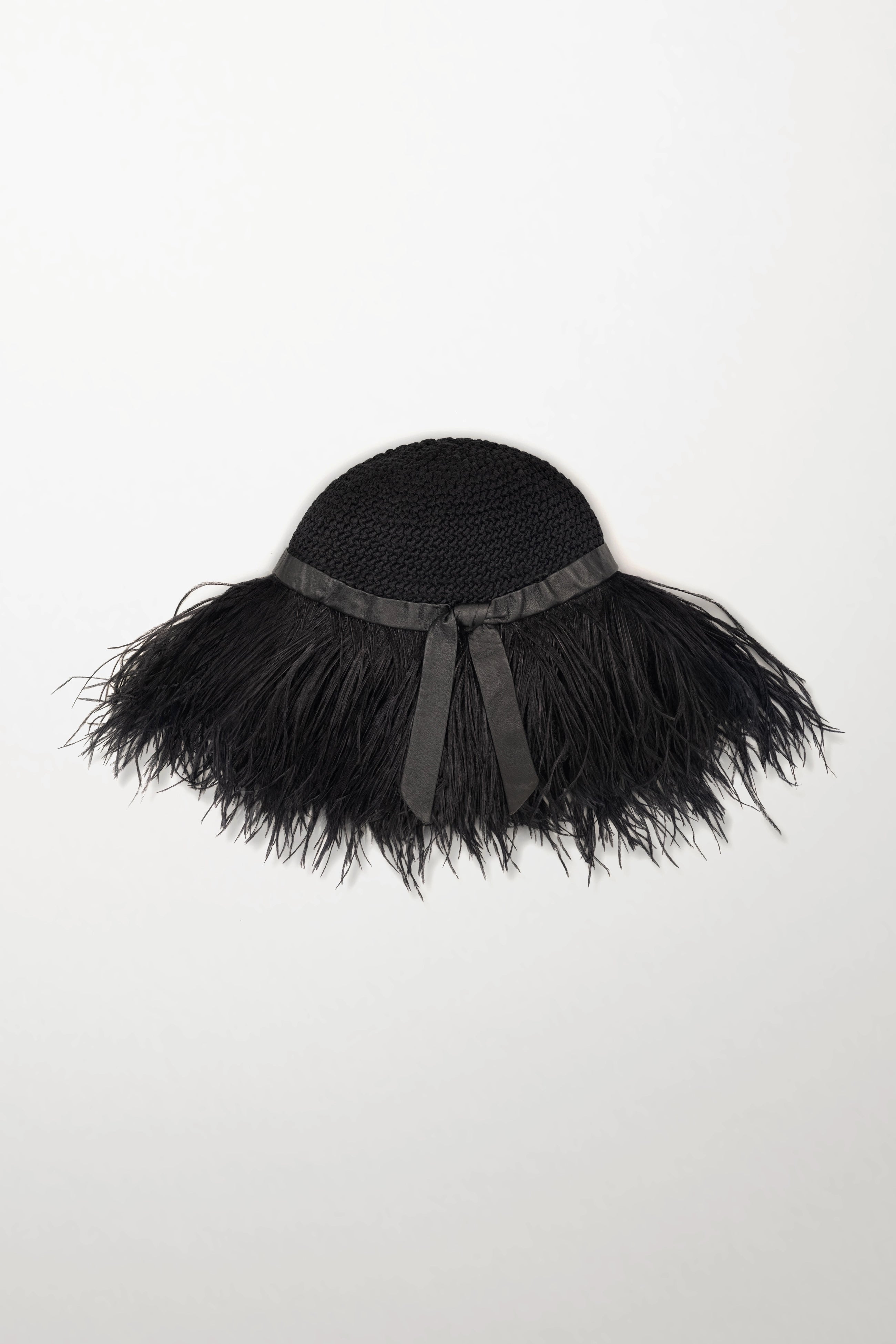 Wide-Brim Hat with Feathers