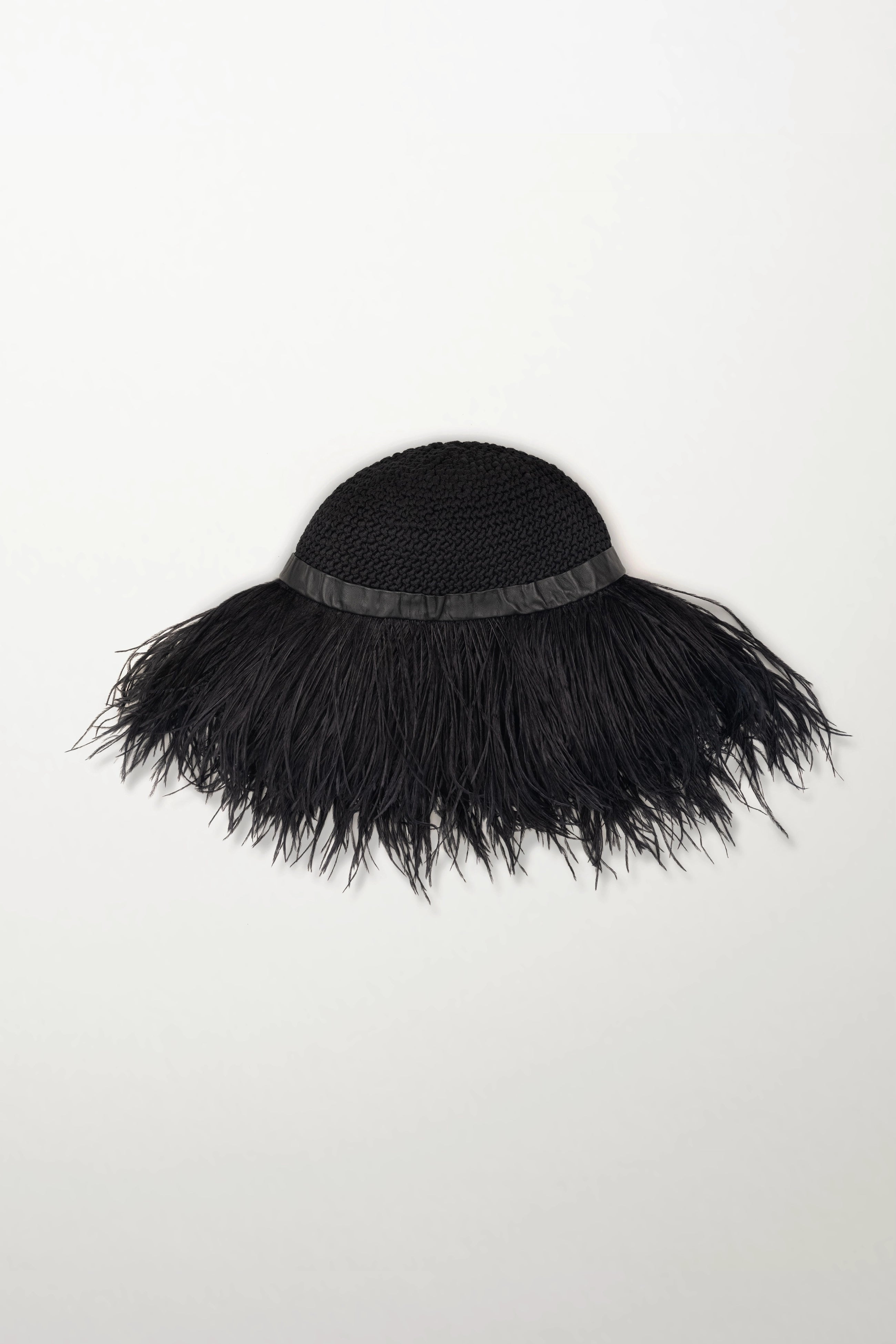 Wide-Brim Hat with Feathers