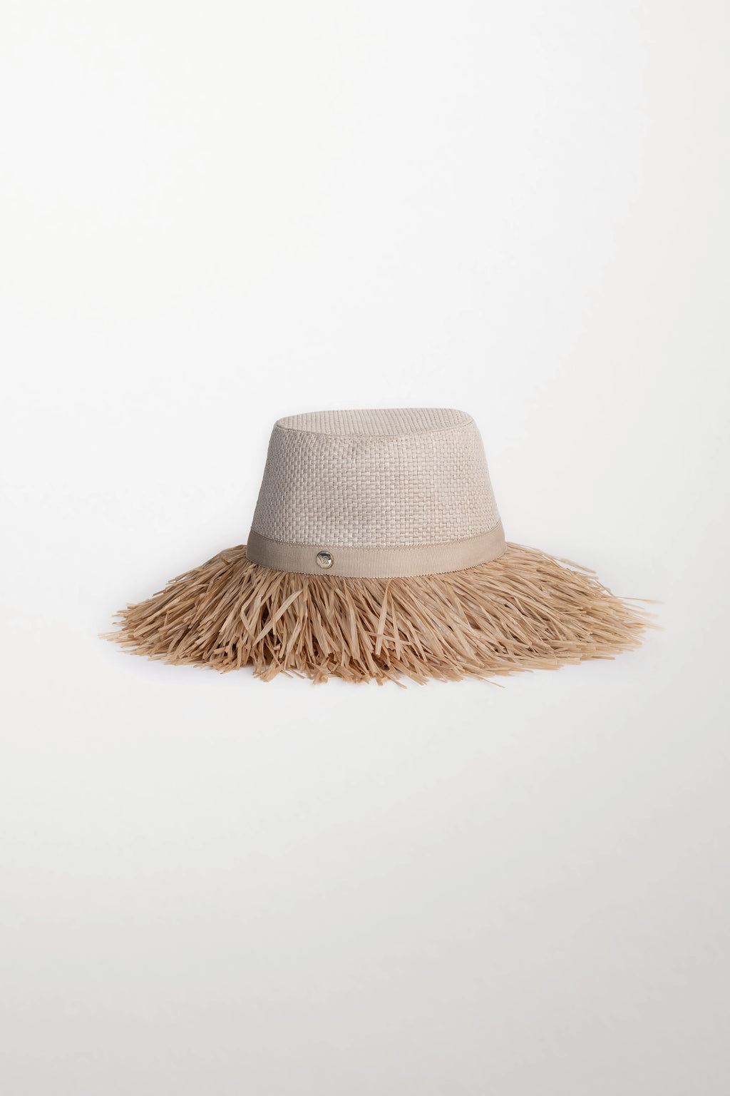 Wide-Brim Hat with Raffia Fringe