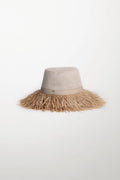Wide-Brim Hat with Raffia Fringe