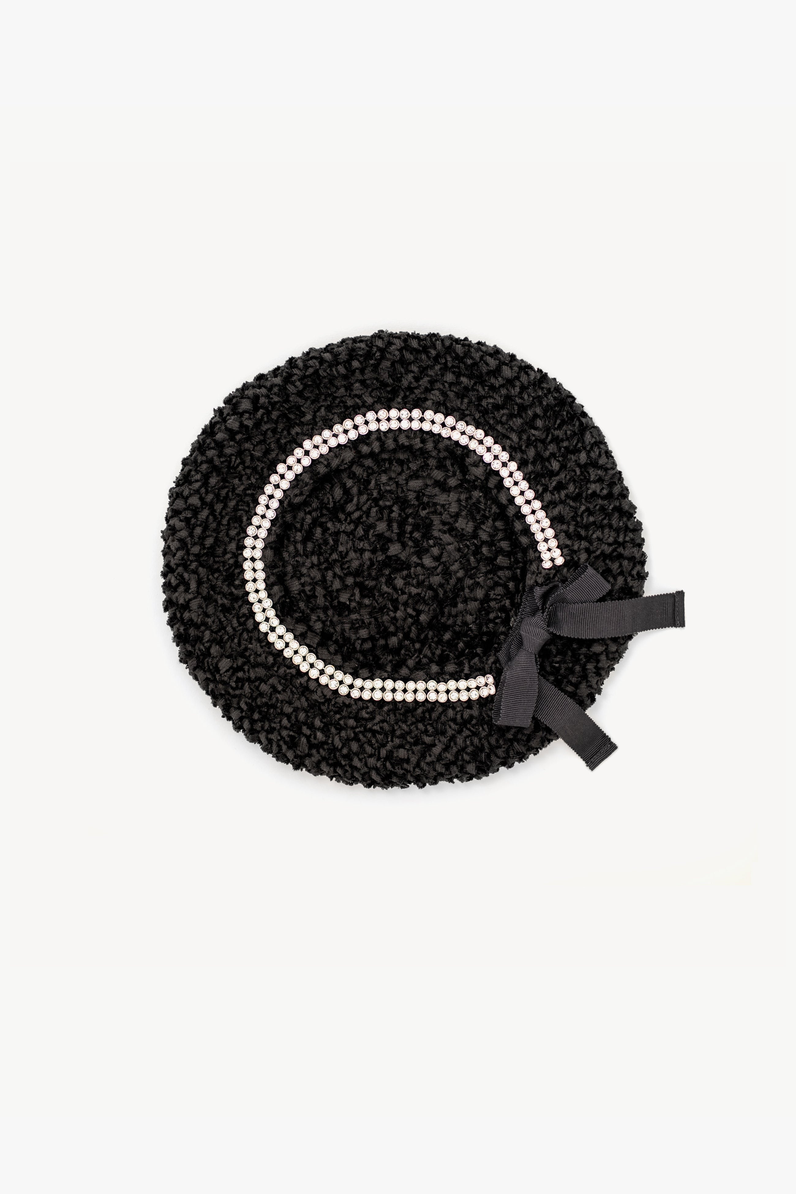 Silk Beret with Crystal Rhinestones