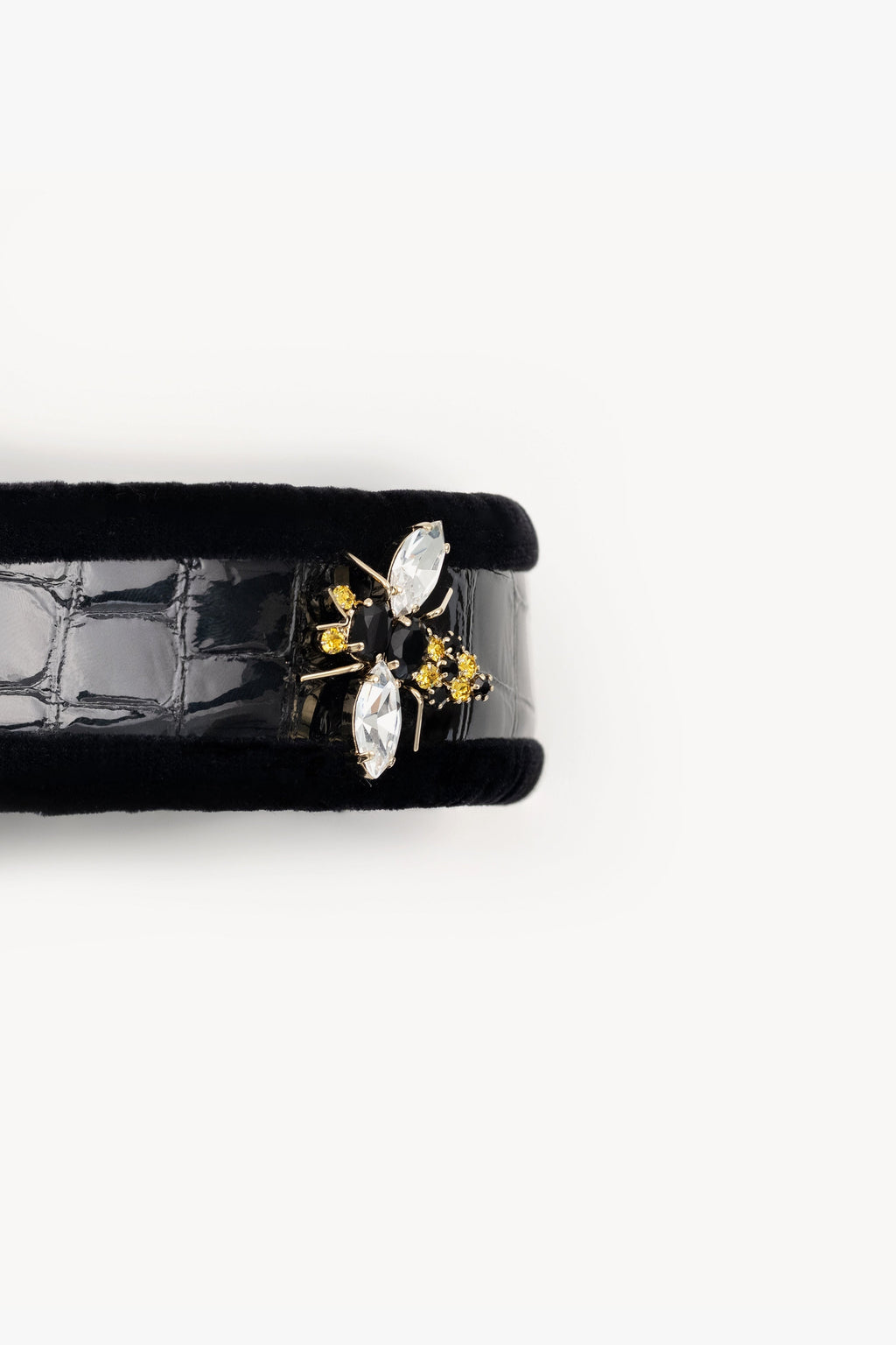 Crocodile Print Leather Bee Headband