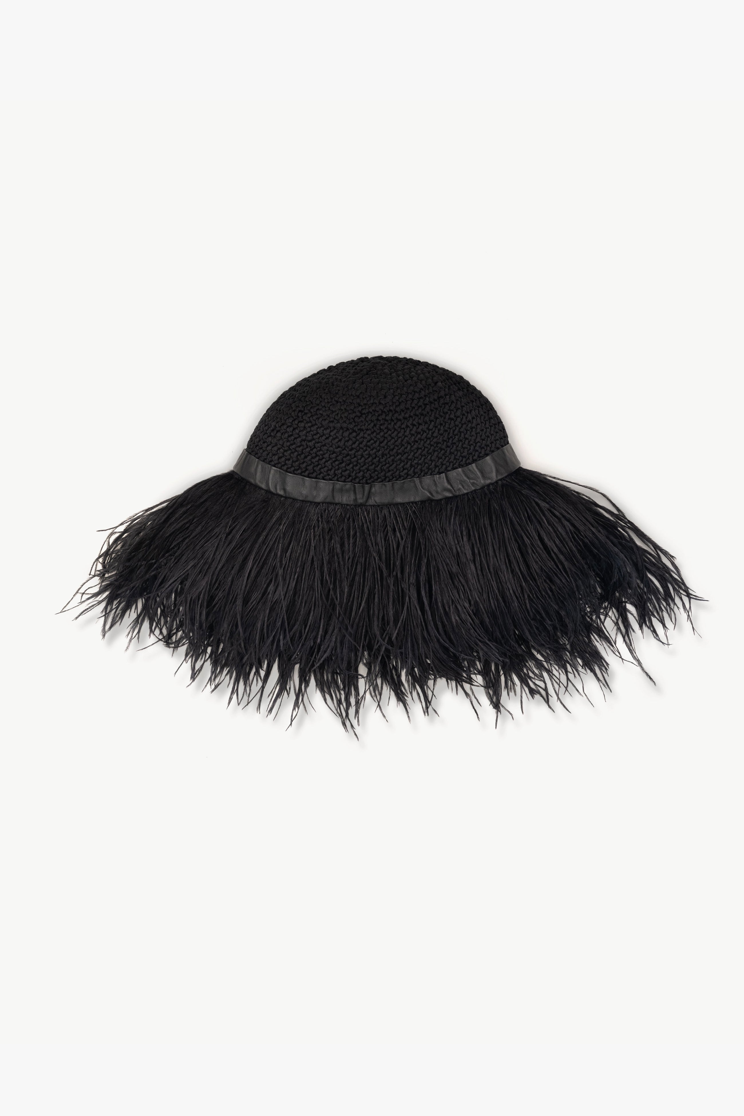 Wide-Brim Hat with Feathers