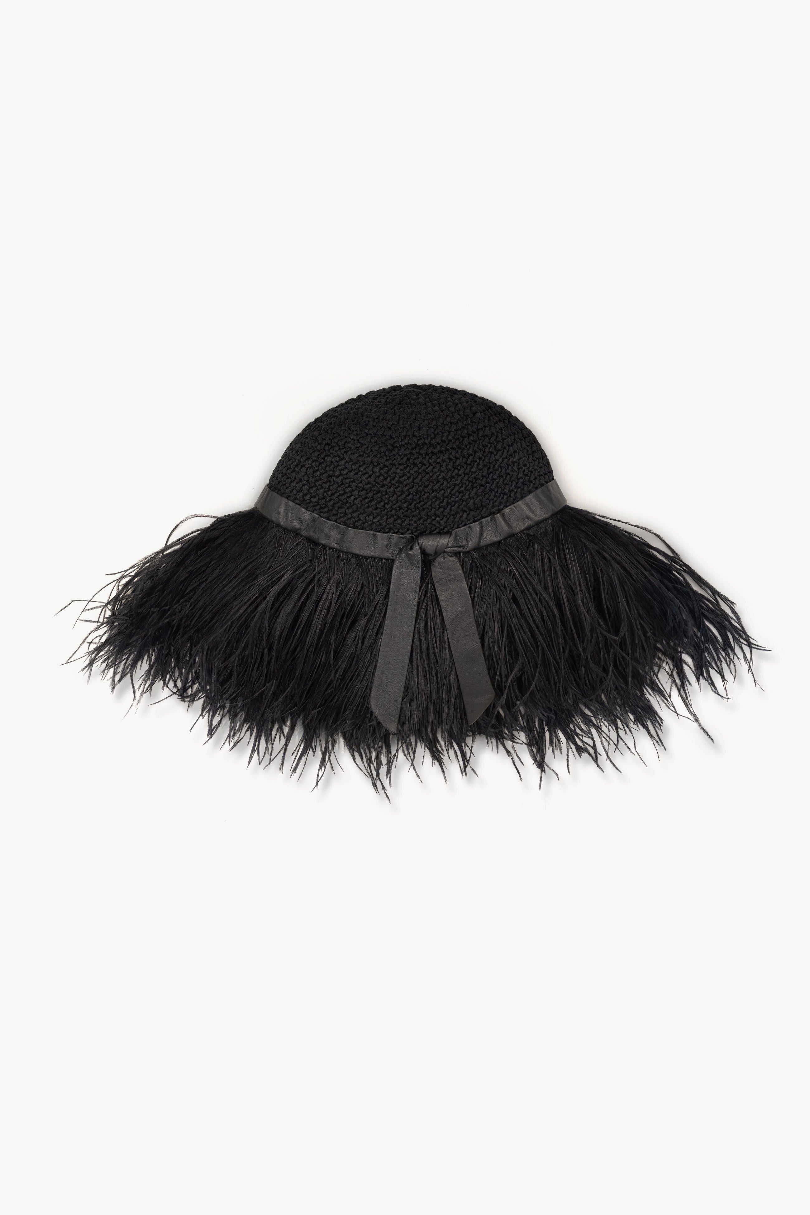 Wide-Brim Hat with Feathers