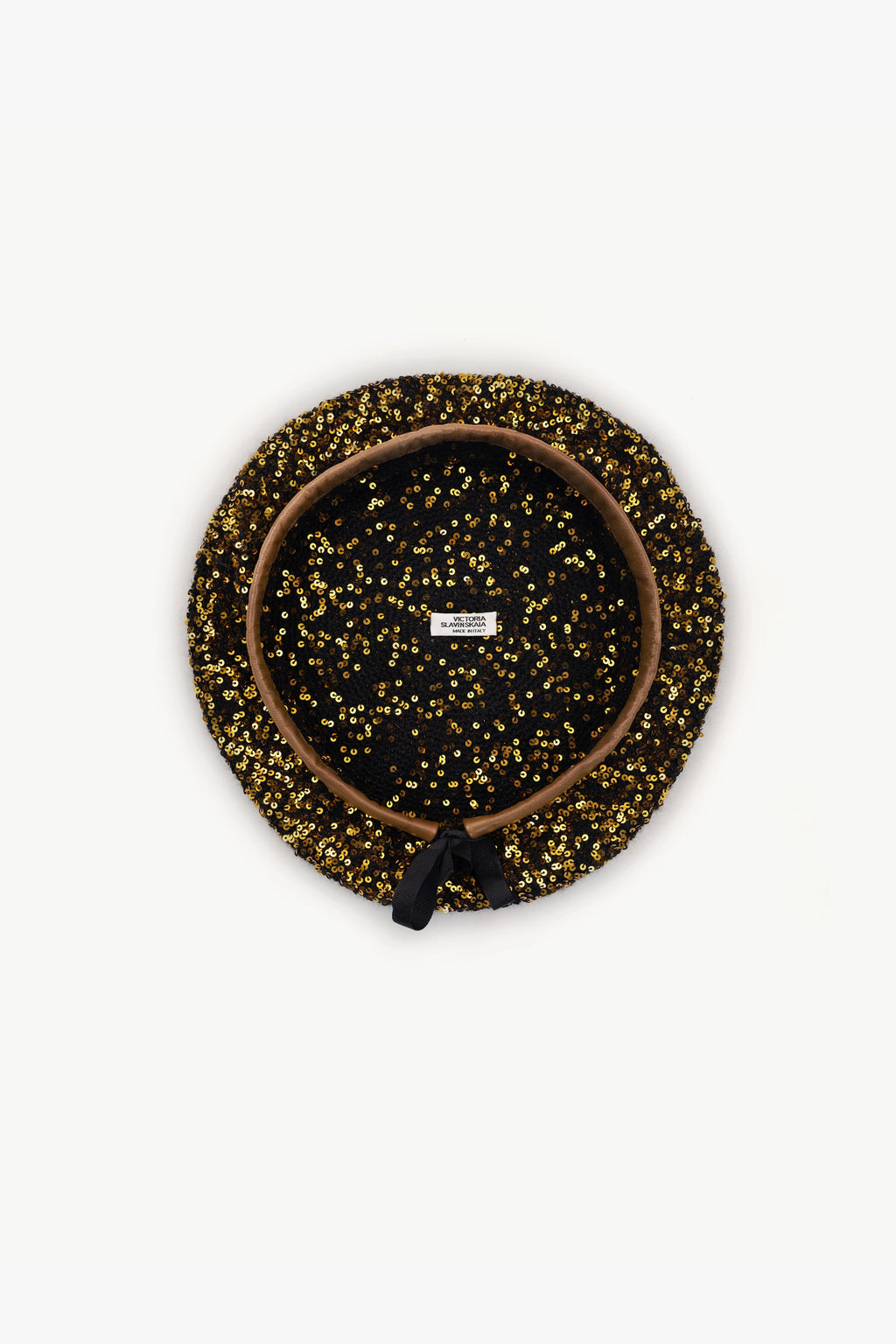 Cashmere Beret with Golden Sequins