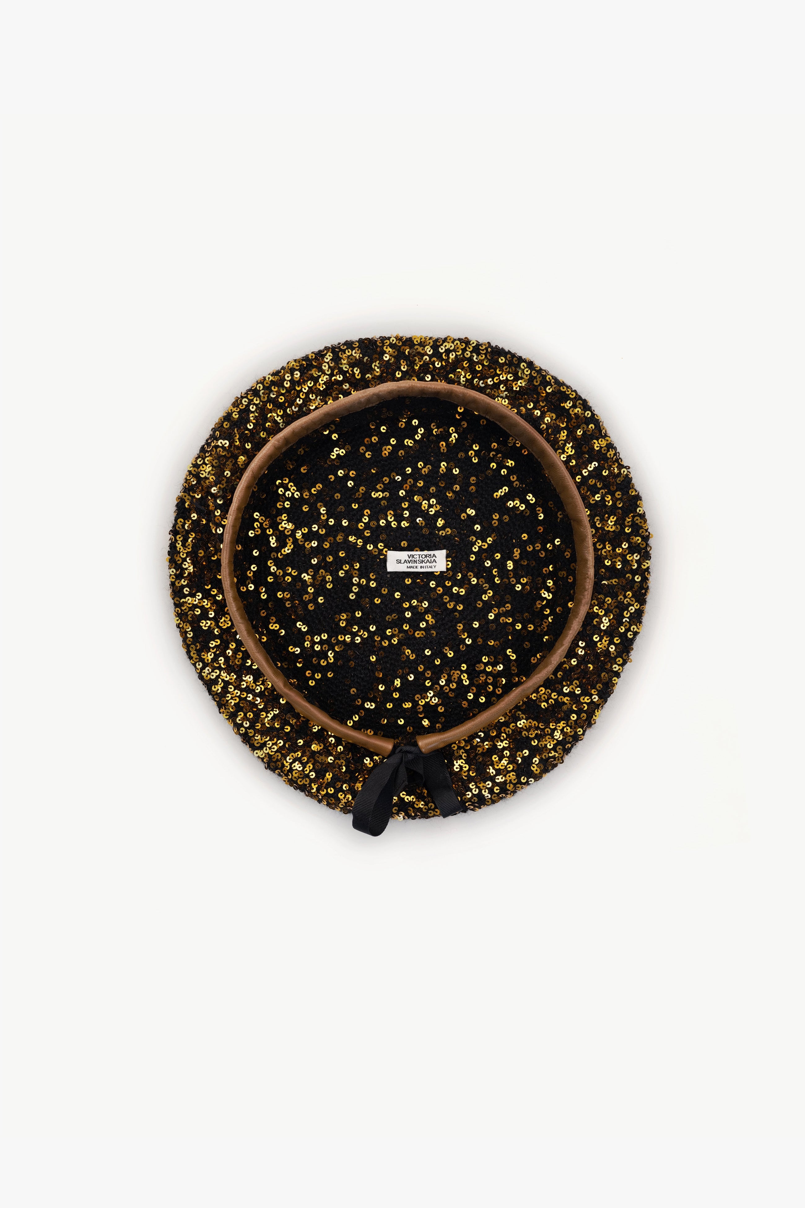 Cashmere Beret with Golden Sequins