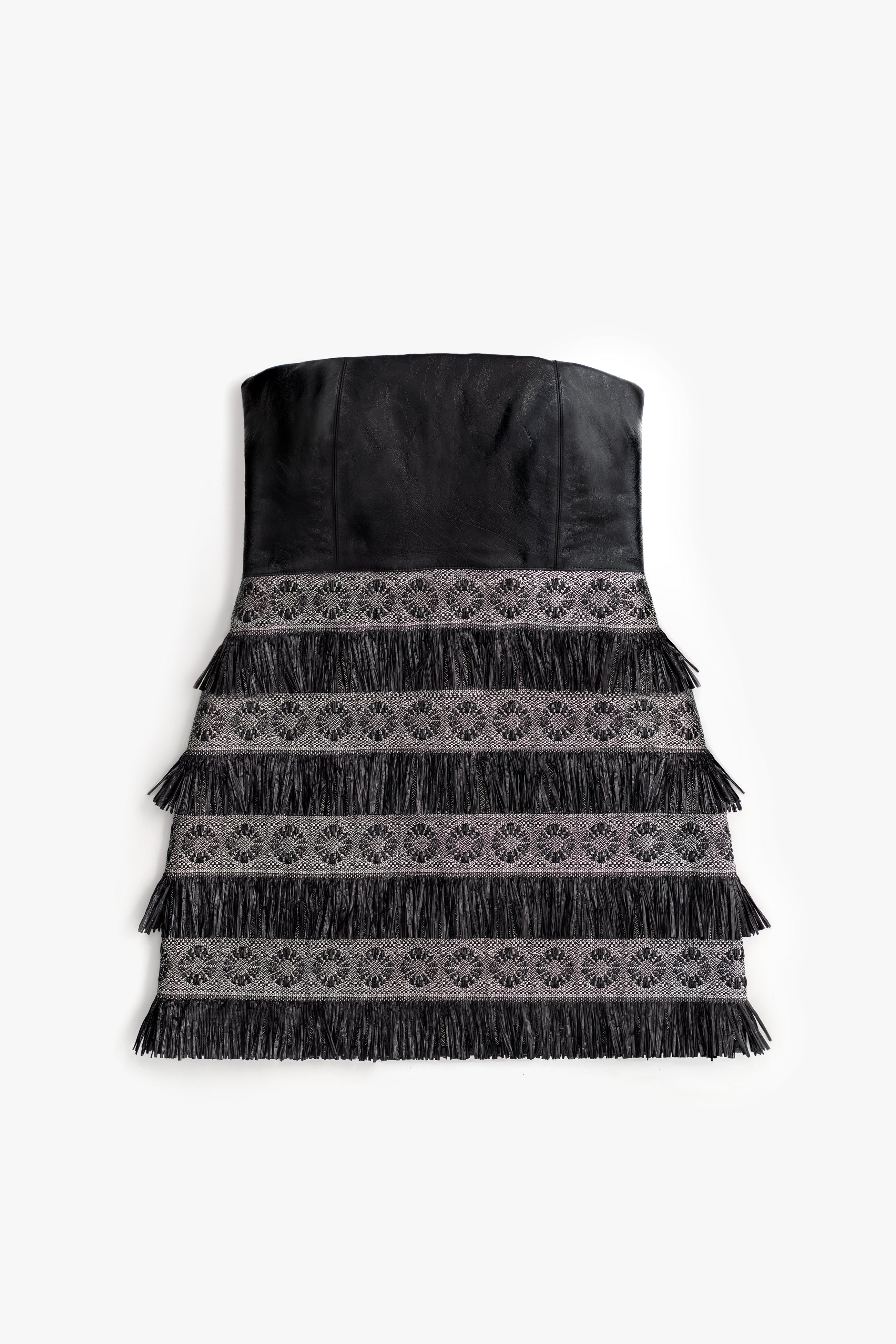 Leather Strapless Evening Dress