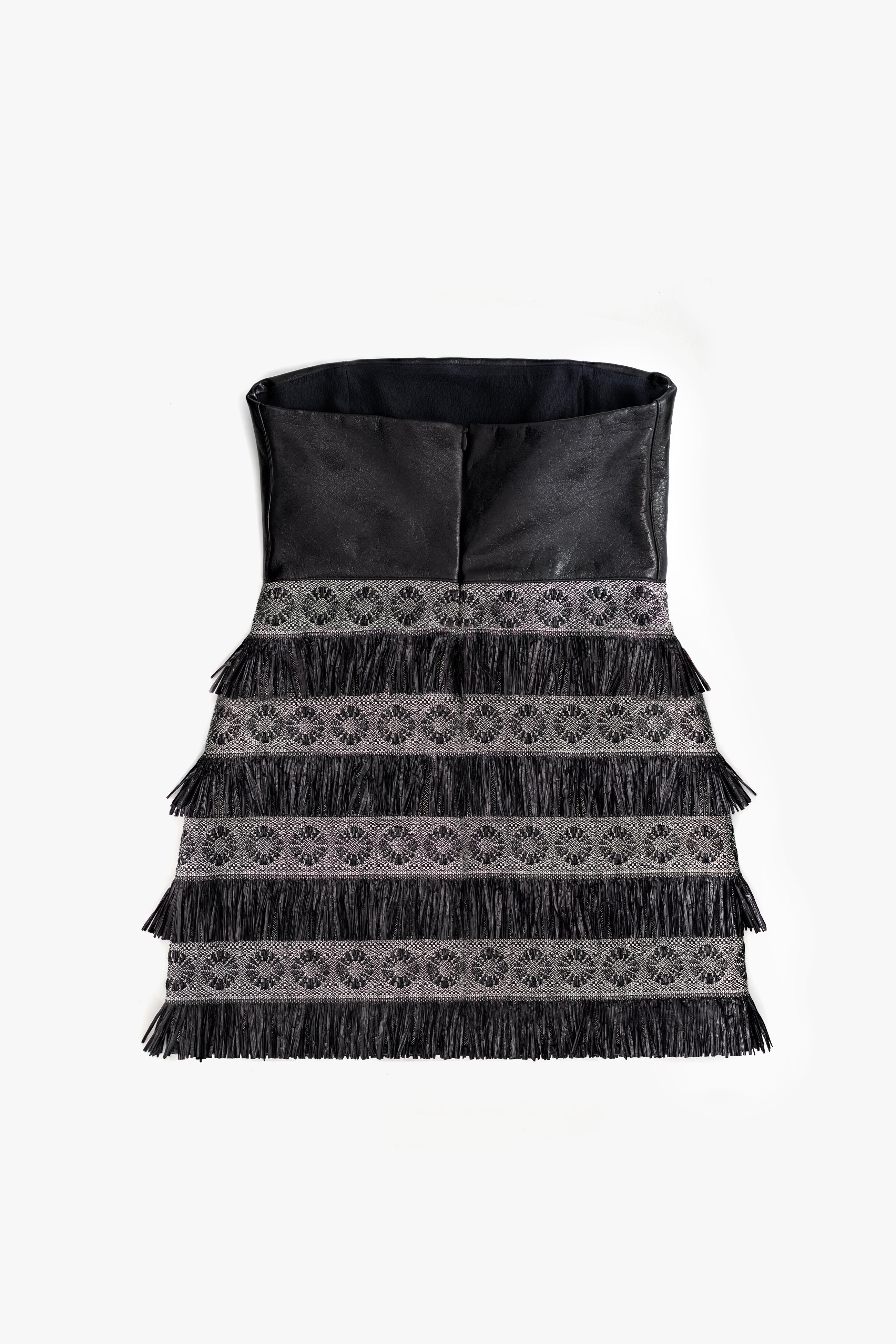 Leather Strapless Evening Dress
