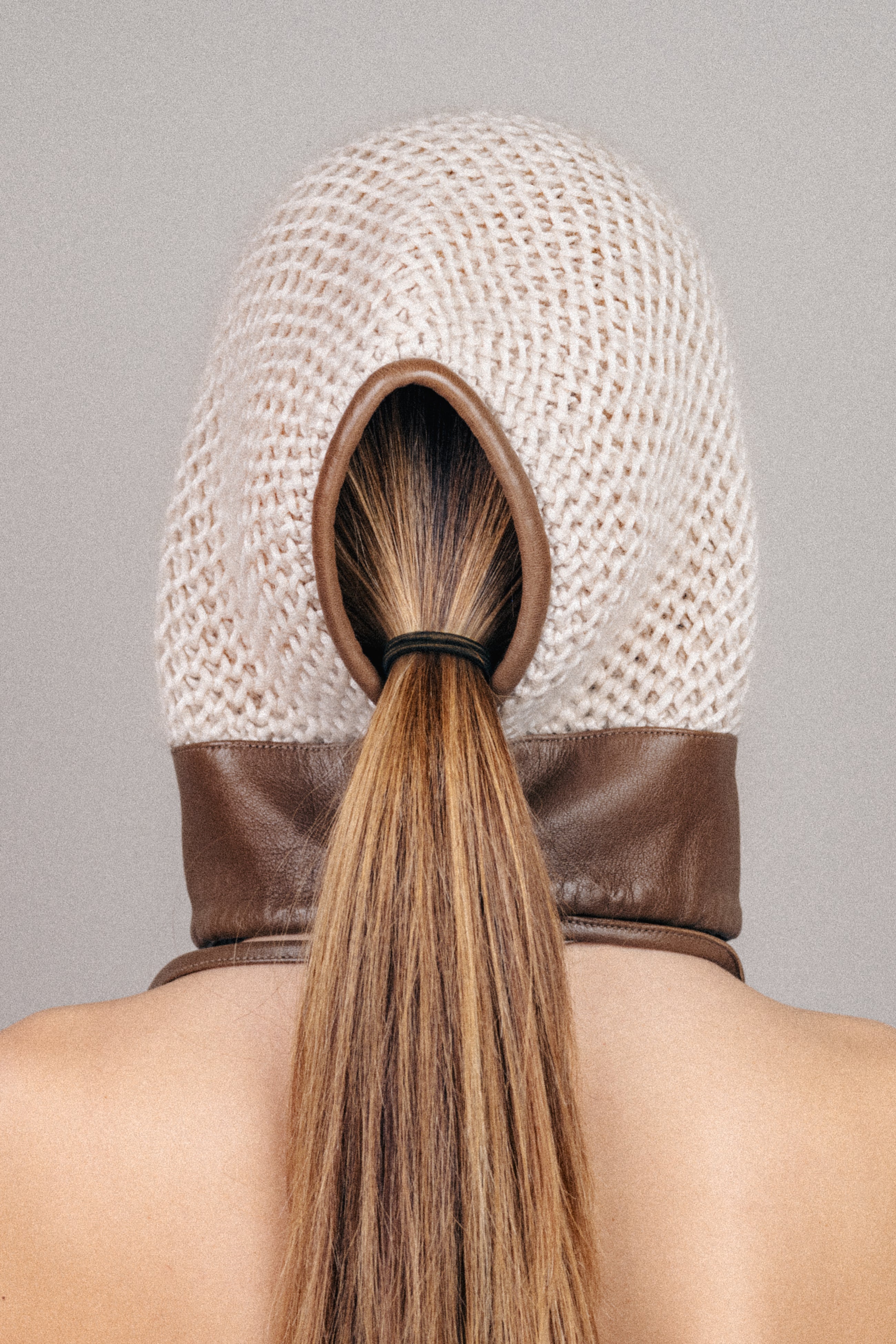 Openwork Cashmere Shearling Hood